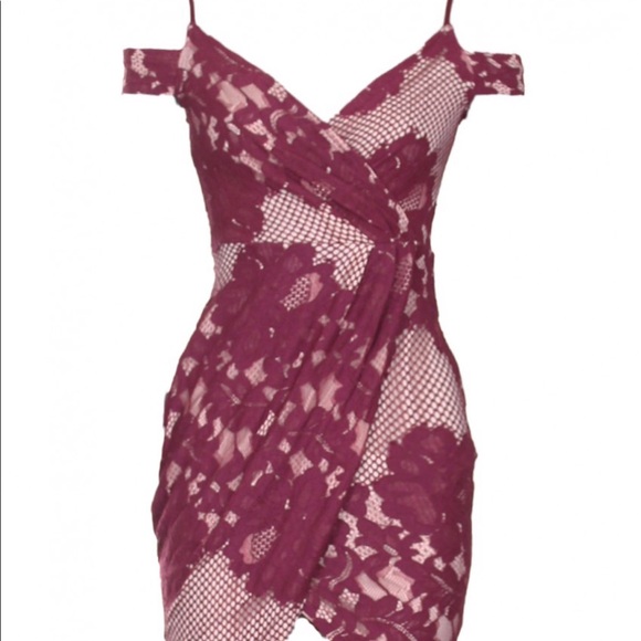 AX Paris Gorgeous burgundy cold shoulder dress - Picture 2 of 6